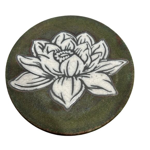 Raku Potteryworks Jeremy Diller Signed Set of 5 Coasters Lotus Moose Moon - Picture 5 of 12